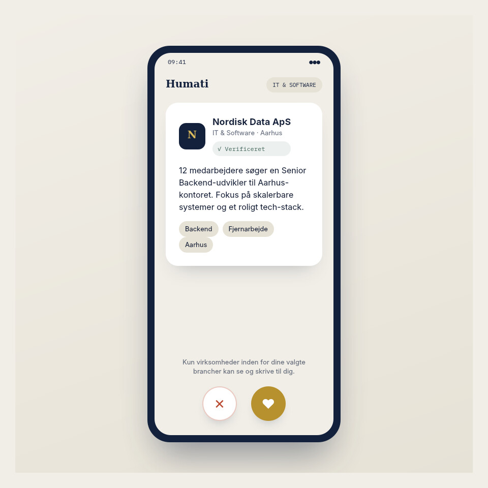 Swipe-feed i Humati med et virksomhedskort fra Nordisk Data ApS